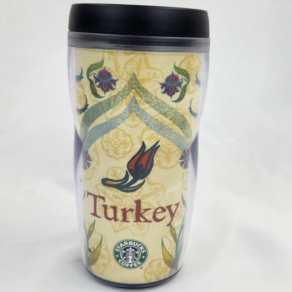 ☕️RARE Vintage Starbucks 2002 Turkey Floral Tulip 12oz Travel Tumbler